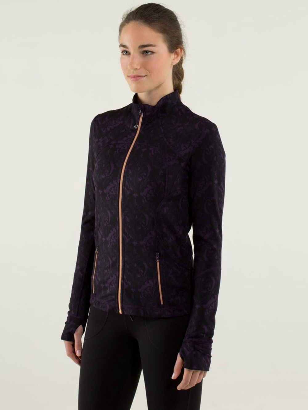 Lululemon Forme Jacket II *Textured Beautiful Baroque Deep Zinfandel Size 8